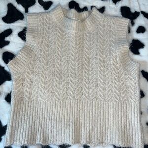 Cream Cable Knit Sleeveless Sweater